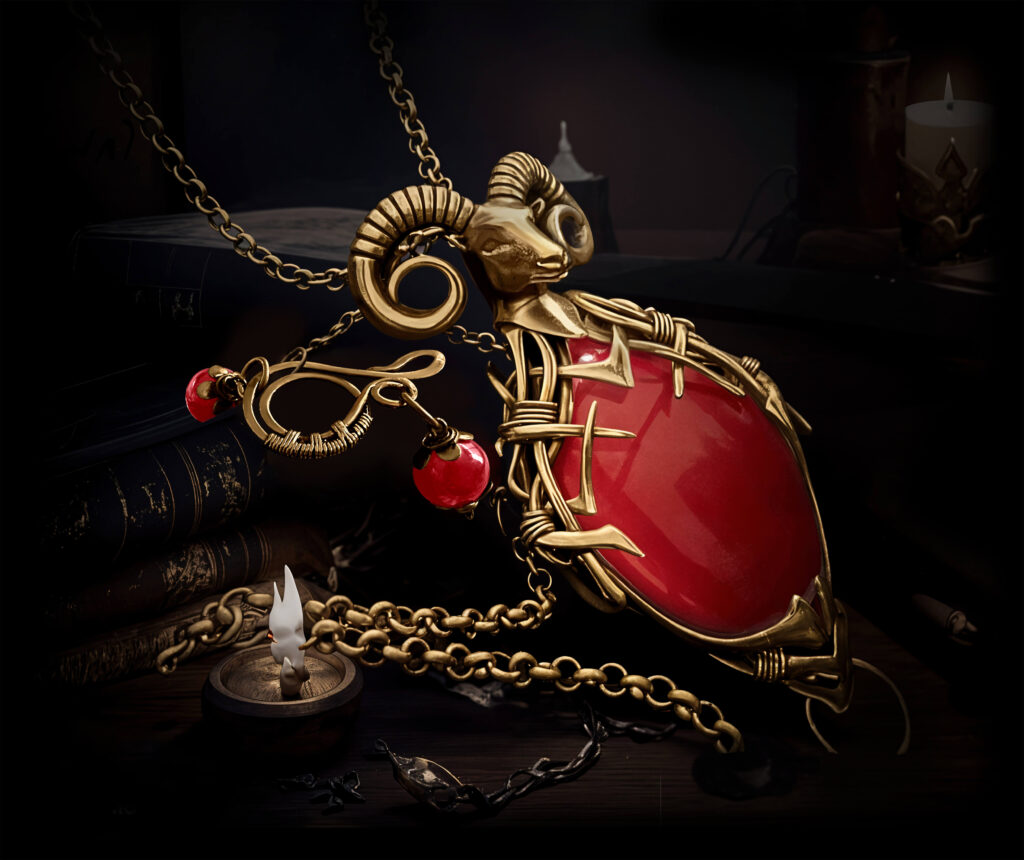 2025-Mystical Aries zodiac Pendant necklace jewelry