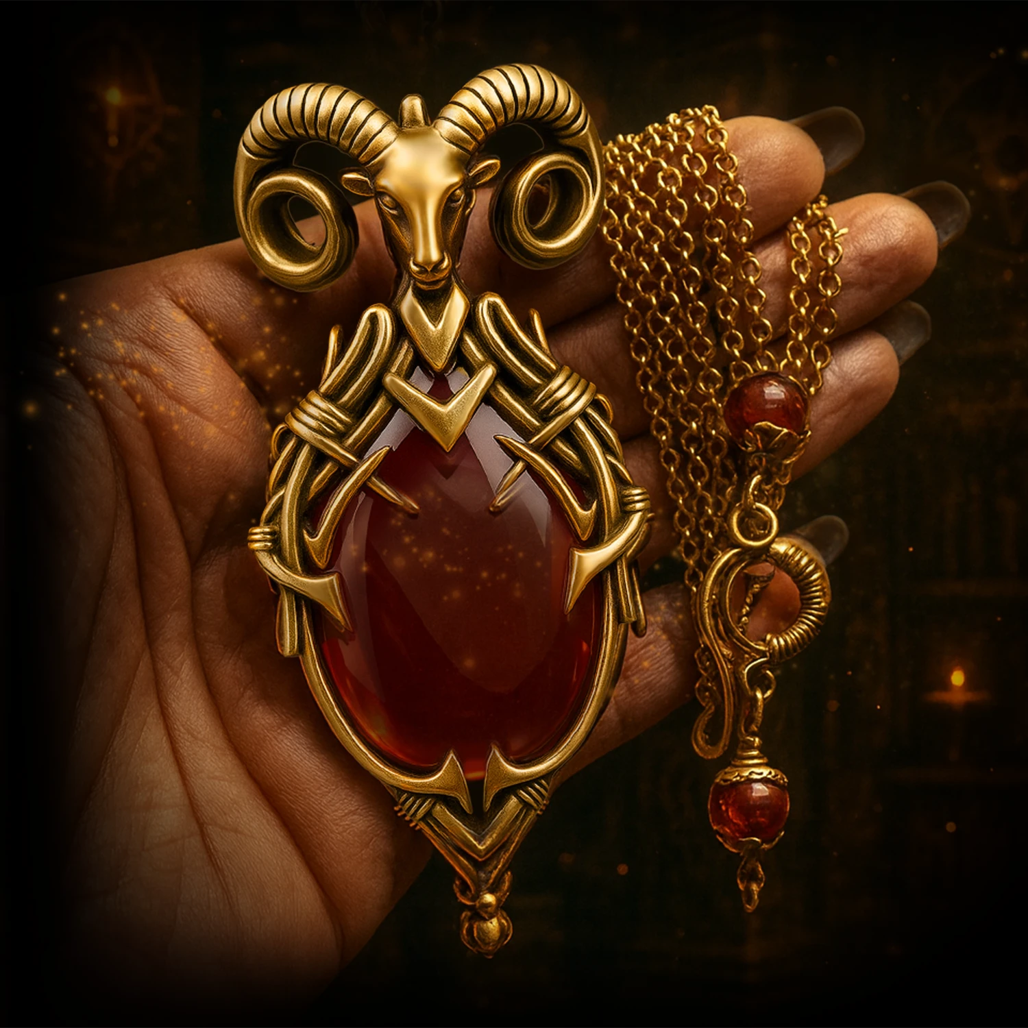 Aries talisman 18k gold plated with antique finish