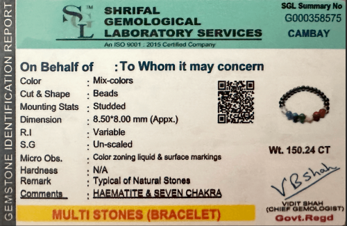 cerificate of 7 chakra bracelet